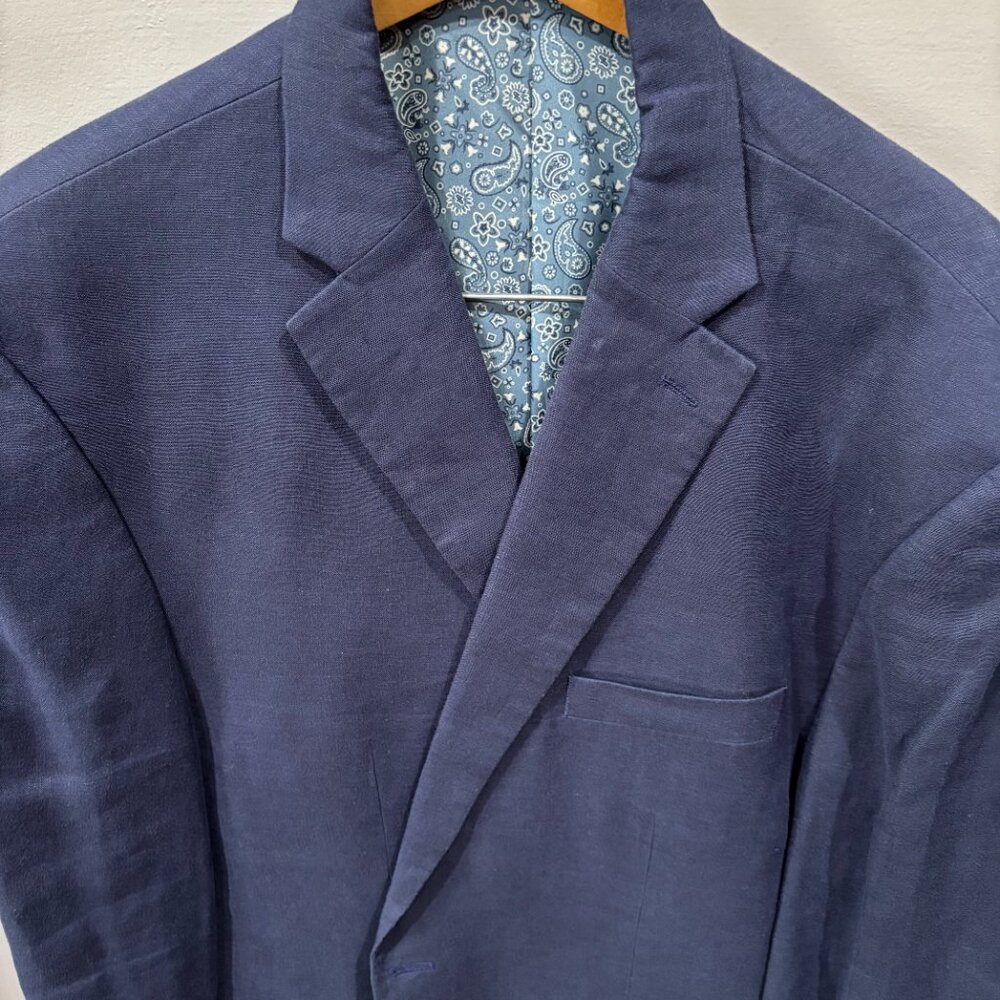 Lauren Ralph Lauren Blazer Mens Navy 100% Linen 48 Long - Picture 8 of 15